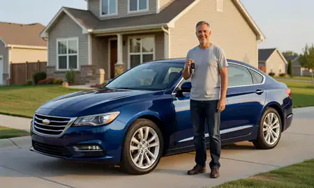 Car delivered to a driveway in Englewood, Colorado, United States