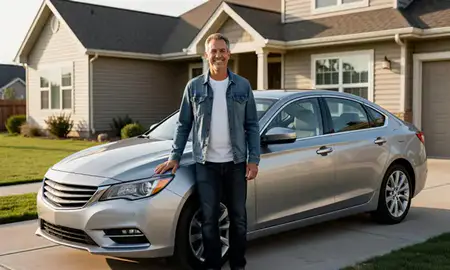Customer with their delivered car in Greeley, Colorado, United States
