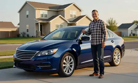 Car delivered to a driveway in Greeley, Colorado, United States