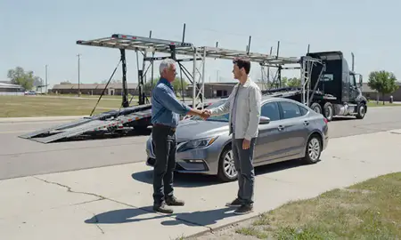 Vehicle owner beside their delivered car in Greeley, Colorado, United States