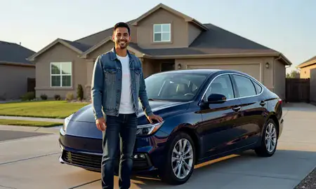 Customer with their delivered car in Highlands Ranch, Colorado, United States
