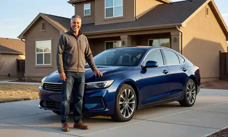 Customer with their delivered car in Ken Caryl, Colorado, United States