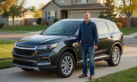 Car delivered to a driveway in Ken Caryl, Colorado, United States