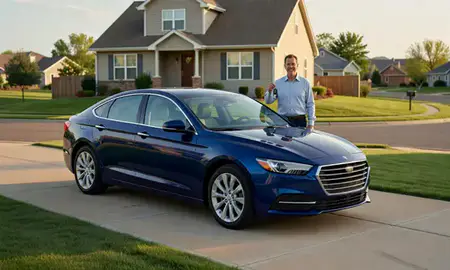 Car delivered to a driveway in Lafayette, Colorado, United States
