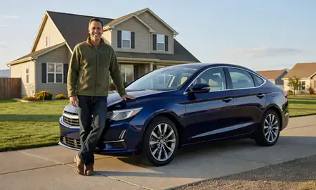 Customer with their delivered car in Lakewood, Colorado, United States