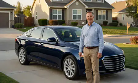 Car delivered to a driveway in Lakewood, Colorado, United States