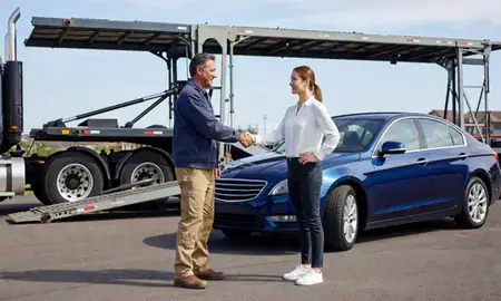 Vehicle owner beside their delivered car in Lakewood, Colorado, United States