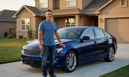 Customer with their delivered car in Littleton, Colorado, United States