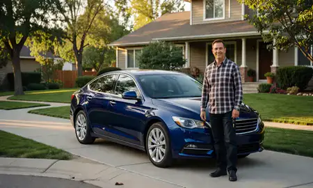 Car delivered to a driveway in Littleton, Colorado, United States