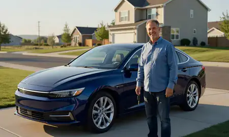 Car delivered to a driveway in Longmont, Colorado, United States