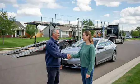 Vehicle owner beside their delivered car in Longmont, Colorado, United States