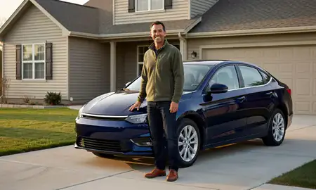 Customer with their delivered car in Loveland, Colorado, United States