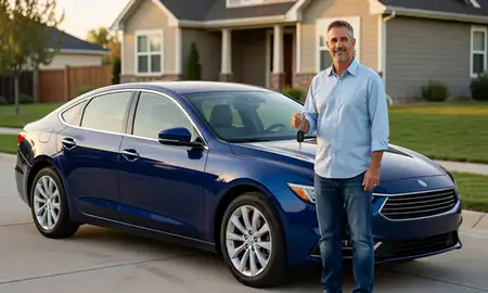 Car delivered to a driveway in Loveland, Colorado, United States