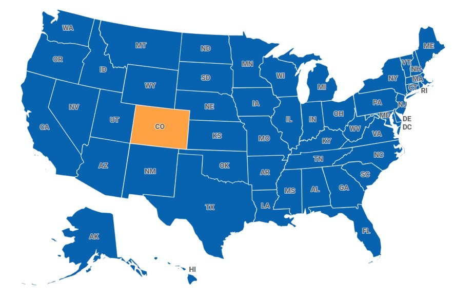 Map of Colorado, USA