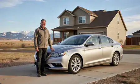 Customer with their delivered car in Northglenn, Colorado, United States