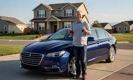 Car delivered to a driveway in Northglenn, Colorado, United States
