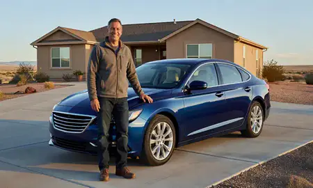Customer with their delivered car in Pueblo West, Colorado, United States