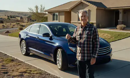 Car delivered to a driveway in Pueblo West, Colorado, United States