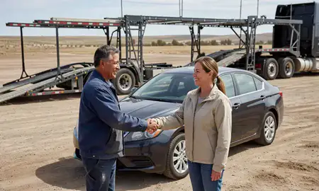 Vehicle owner beside their delivered car in Pueblo West, Colorado, United States