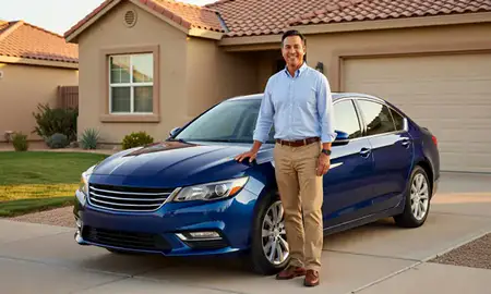 Customer with their delivered car in Pueblo, Colorado, United States