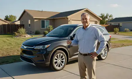 Car delivered to a driveway in Pueblo, Colorado, United States
