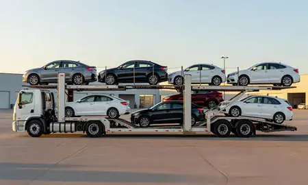 Car transporter parked in an industrial area of Security-Widefield, Colorado, United States