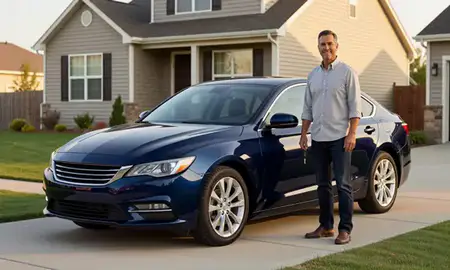 Car delivered to a driveway in Windsor, Colorado, United States