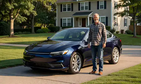 Car delivered to a driveway in Connecticut, United States