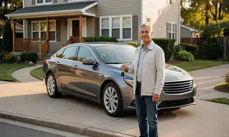 Car delivered to a driveway in Ansonia, Connecticut, United States