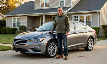 Customer with their delivered car in Bridgeport, Connecticut, United States
