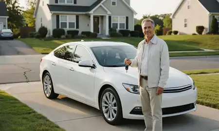Car delivered to a driveway in Bridgeport, Connecticut, United States