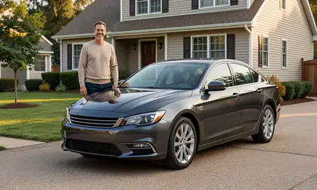 Customer with their delivered car in Bristol, Connecticut, United States