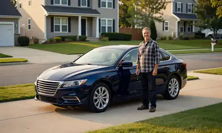 Car delivered to a driveway in Bristol, Connecticut, United States