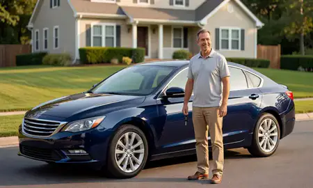 Car delivered to a driveway in Conning Towers Nautilus Park, Connecticut, United States