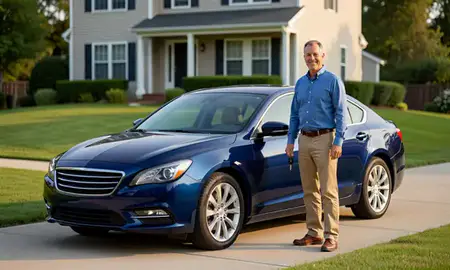 Car delivered to a driveway in Danbury, Connecticut, United States