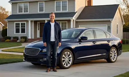 Customer with their delivered car in Derby, Connecticut, United States
