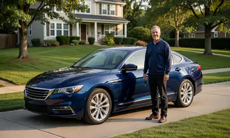 Car delivered to a driveway in Derby, Connecticut, United States