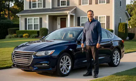 Car delivered to a driveway in Hartford, Connecticut, United States