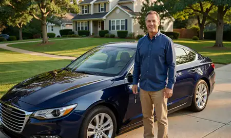 Car delivered to a driveway in Kensington, Connecticut, United States