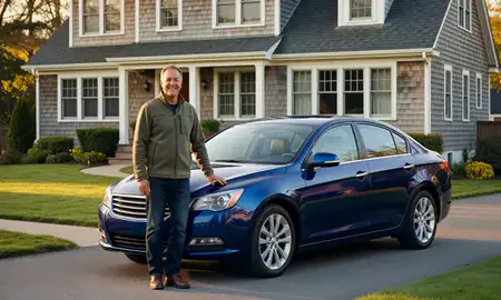 Customer with their delivered car in Long Hill, Connecticut, United States