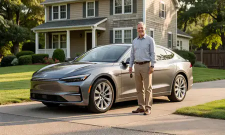 Car delivered to a driveway in Long Hill, Connecticut, United States