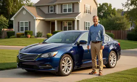 Car delivered to a driveway in Meriden, Connecticut, United States