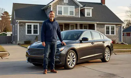 Customer with their delivered car in Middletown, Connecticut, United States