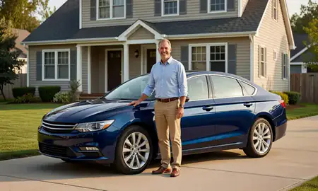 Customer with their delivered car in Milford city, Connecticut, United States