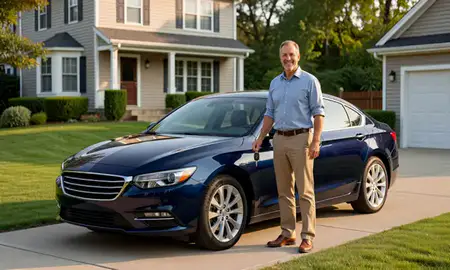Car delivered to a driveway in Milford city, Connecticut, United States