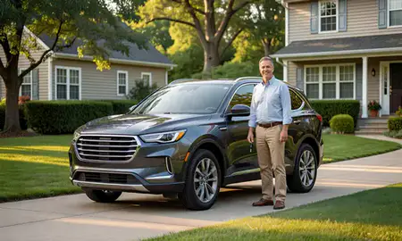 Car delivered to a driveway in Naugatuck, Connecticut, United States