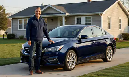 Customer with their delivered car in New Britain, Connecticut, United States
