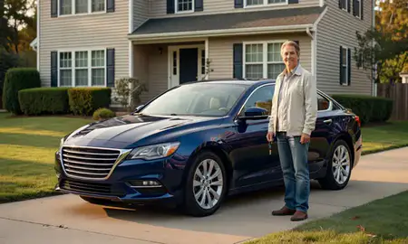 Car delivered to a driveway in New Britain, Connecticut, United States