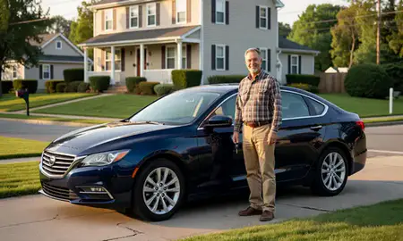 Car delivered to a driveway in New Haven, Connecticut, United States