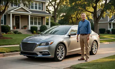 Car delivered to a driveway in New London, Connecticut, United States